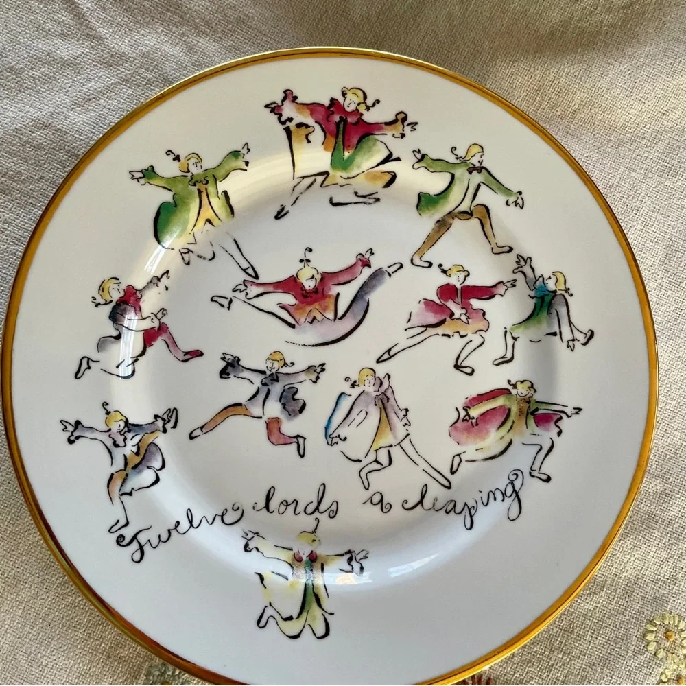 Vintage Rosanna Twelve Days of Christmas Dessert Plates. Made in Italy.